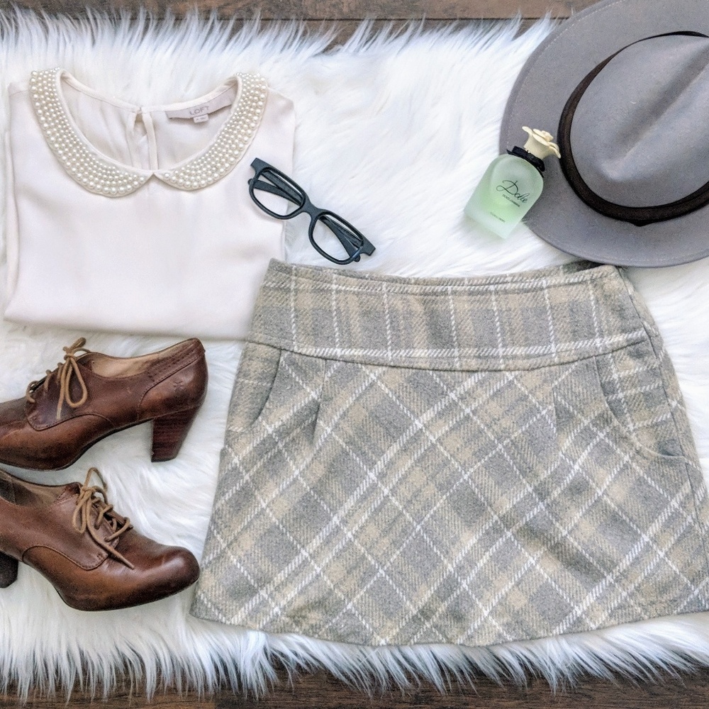 sz4 Kensie plaid wool mini skirt